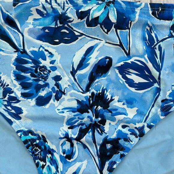 Andie The Bikini Bottom Swim Bottoms Bluff Blue Floral Low Rise - Picture 3 of 9
